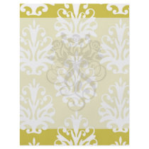 Chartreuse green and white chic damask personalized flyer