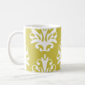 Chartreuse green and white chic damask