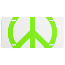 Chartreuse Peace Symbol License Plate at Zazzle
