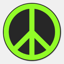 Chartreuse Peace Symbol Sticker