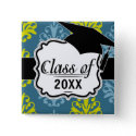 Chartreuse slate blue teal damask graduation