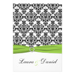 Chartreuse, White, Black Damask Wedding Invitation