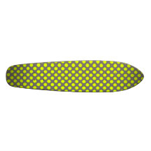 Chartreuse Yellow Charcoal Gray Polka Dots Skateboard