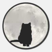 Chartreux Full Moon Round Stickers