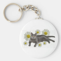 Chartreux w/daisies keychains