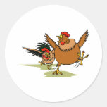 Chasing Chickens Round Sticker