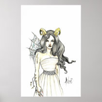 artsprojekt, devilgirl, demon, horns, gold, golden, black, hair, raven, piercings, tattoo, crosses, ribbon, hot, corset, goth, fantasy, pinup, illustration, james, adams, artofjamesadams.com, duad, Bible, supercilium, natural law, crotch hair, Sacred Tradition, bugle call, Magisterium, drumbeat, Catholic Church, corvine bird, birth control, body hair, abortion, foretop, forelock, Poster with custom graphic design