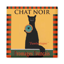 Chat Noir Fromages Français Magnets