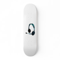 Chat Style Blue Black Headphones Graphic Skate Board Deck