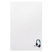 Chat Style Blue Black Headphones Graphic Stationery Paper