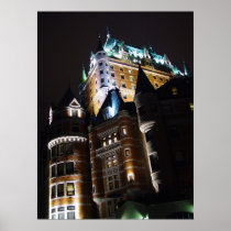 Chateau Frontenac Castle Lit Up At Night Poster