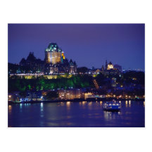 Chateau Frontenac Castle Night Quebec Postcard