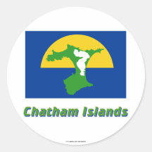 Chatham Island Flag with Name Round Stickers