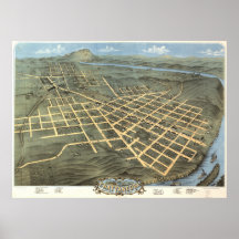 Chattanooga Tennessee 1871 Antique Panoramic Map Print