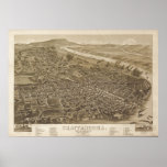 Chattanooga Tennessee 1886 Antique Panoramic Map Print