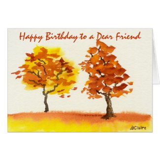 Chatting Autumn Trees Best Friends Fall Foliage Greeting Card
