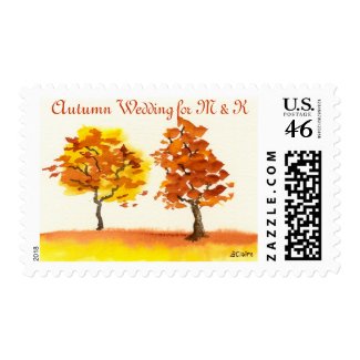 Chatting Autumn Trees Best Friends Fall Foliage Stamp