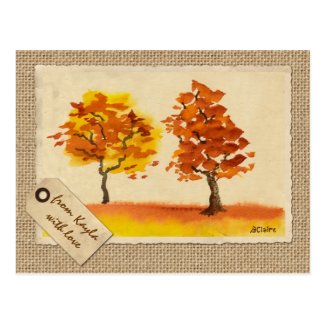 Chatting Autumn Trees Best Friends Fall Foliage Postcards