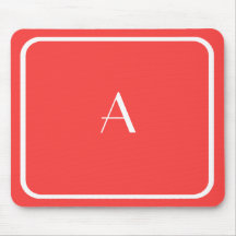 Cheap Coral Red Mousepad w/ White Monogram