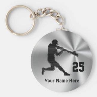 Cheap Ideas for Baseball Team Gifts NAME & NUMBER Basic Round Button Keychain