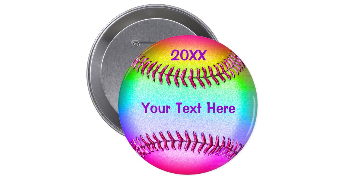 Cheap Softball Gifts for Girls YOUR TEXT and YEAR Button Zazzle