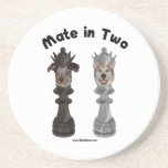 Check Mate in Two Dogs Drink Coaster