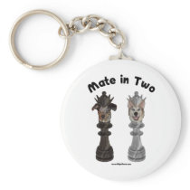Check Mate in Two Dogs Keychains
