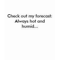 Check out my forecast:Always hot and humid... t-shirts