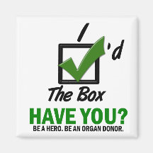 Check The Box Be An Organ Donor 2 Refrigerator Magnets
