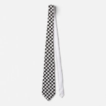 Checked Black and White tie