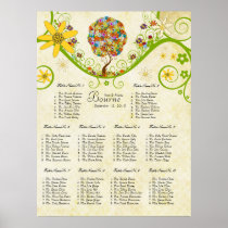 Checked Flower Tree Seating Chart 10 Tables Posters