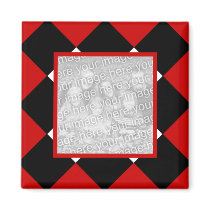 Checker black white n red frame magnet by marcya7 Checker black white n red frame magnet
