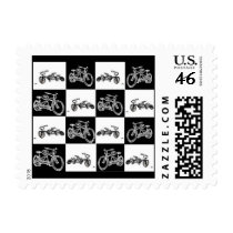checkerboard bicycles postage stamp