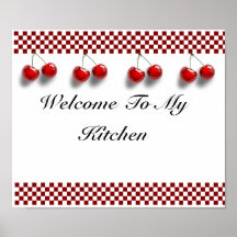 Checkerboard Cherries Kitchen Print