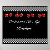 Checkerboard Cherries Kitchen Print