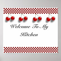 Checkerboard Cherries Kitchen Print