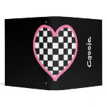 Checkerboard Heart Personalized Back to School Vinyl Binder