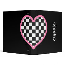 Checkerboard Heart Personalized Back to School Vinyl Binder