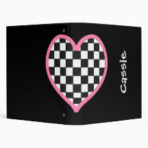 Checkerboard Heart Personalized Back to School Vinyl Binder