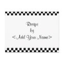 Checkerboard Recipe Cards 4 x 6 postcard