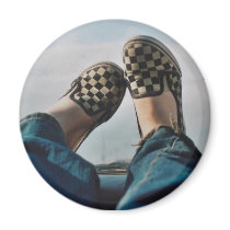 Checkerboard Vans Magnet by megancraddock Checkerboard Vans Magnet