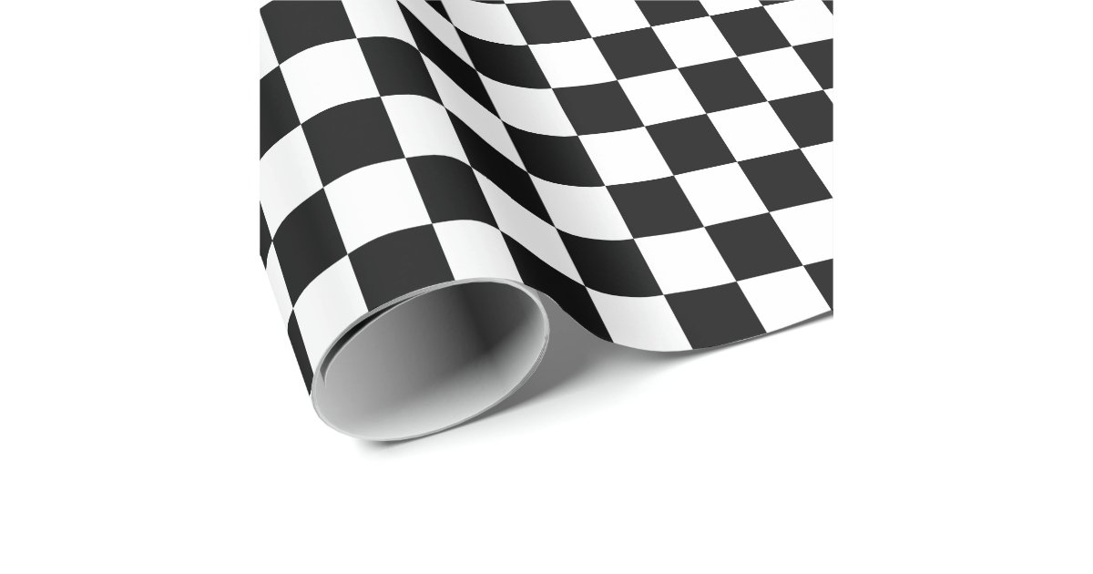 Checkered Black and White Wrapping Paper Zazzle