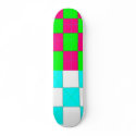 checkered blue and green, pink green blue skateboards