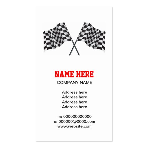 checkered, chequered motor racing flag business card templates (front side)