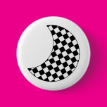 Checkered Crescent Moon Pinback Button