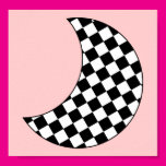 Checkered Crescent Moon Poster