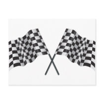 checkered cross flags postcard