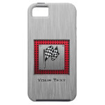 Checkered Flag; brushed aluminum look iPhone 5 Covers