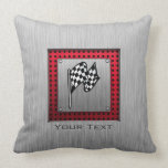 Checkered Flag; brushed aluminum look Pillows