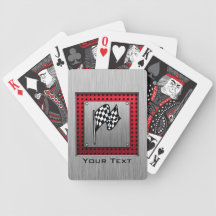 Checkered Flag; brushed aluminum look Bicycle Card Decks